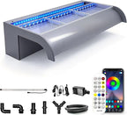 with lid Pool Fountain, LONGRUN Waterfall Spillway for Koi Ponds - 23.6" Transparent Acrylic Waterfall with APP Control & Multi-Color LED Lights for Swimming Pool, Garden Pond, Patios, Spa Decoration