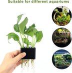 3 Holes Upgraded Aquatic Plant Cup Aquarium Plant Holder for Tank,Aquascape Accessories Decorations- Black 4 Pcs