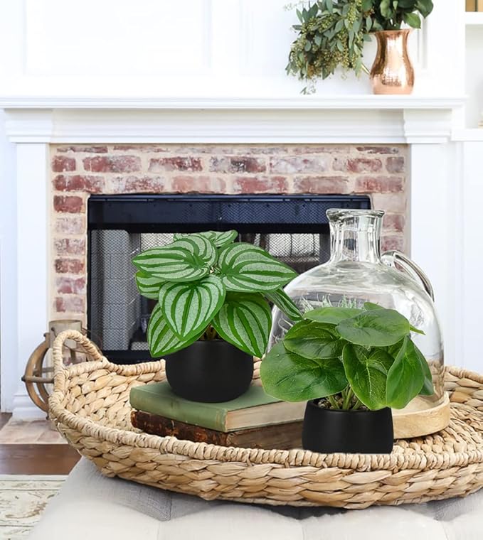 Briful 3PCS Fake Plants Potted Artificial Plants Mini Faux Plants in Black Ceramic Pots Greenery Décor for Home Office Table Room Farmhouse Indoor Decoration