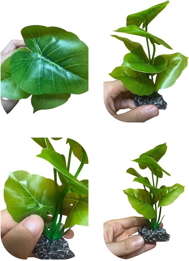 JGbaby Artificial Aquarium Plants,Fish Tank Decorations Betta Leaf Hammock 7in Realistic Silk & Plastic Plants, Hideout Decor for Betta. Goldfish,Reptiles,Small Tanks (Green Type-A)