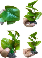 JGbaby Artificial Aquarium Plants,Fish Tank Decorations Betta Leaf Hammock 7in Realistic Silk & Plastic Plants, Hideout Decor for Betta. Goldfish,Reptiles,Small Tanks (Green Type-A)
