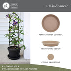 The HC Companies 17.5 Inch Classic Round Plant Saucer, Lightweight UV-Resistant Plastic Outdoor & Indoor Flower Pot Tray, 2-Pack Plant Pot Trays for Garden & Home Decor, Sandstone