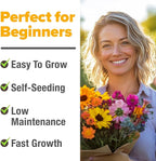 HOME GROWN Wildflower Seeds Mix - 49,100+ (2oz) Bulk Mix, 21 Varieties Wild Flower - Bee and Butterfly Garden Pack - Native Annual Flowers for Planting for Your Garden