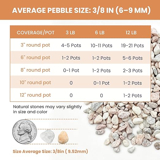 3/8 Inch Decorative Pebbles, Natural River Rocks for Indoor Plants, Succulents, Planters, Vases, Fish Tank Décor & Landscaping, Blush Pink, 3LB
