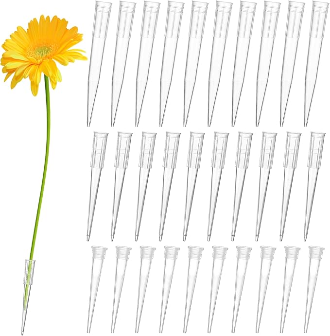Plastic Flower Stems Tubes, 30 Pcs Clear Pointed End Floral Tubes Posy Picks for DIY Cake Decoration Flower Arrangement Craftsmanship (3 Sizes Large, Medium, Small)