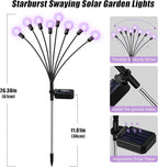 ZFNN Solar Garden Lights 16 LEDs, Purple, 2 Pack 8 Heads, Outdoor Waterproof, Swaying Firefly Lights for Yard, Patio, Pathway, Lawn Decorations