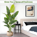 Lifelike Bird of Paradise Artificial Plant,6ft Faux Banana Leaf Tree with 13 Trunks - Perfect Indoor Silk Floor Plant for Home Decor in Living Room, Office, and Bedroom(Set of 2)
