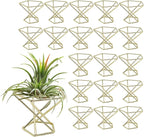 20 PCS Air Plants Holders Unique Geometric Metal Plant Stands Airplants Container Live Air Fern Display Racks Small Decor Items for Shelf (Gold)