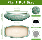 Bonsai Tree Pot - 18 Inch Ceramic Succulent Pots for Indoor Outdoor, Large Bonsai Planter with Drainage Hole, Ceramic Flower Pot, Decorative Planter, Gifts for Plant Lovers, Room Decor, Green