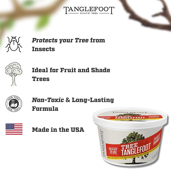 Tanglefoot Tree Care Kit – Sticky Tree Wrap & Applicator | Non-Toxic Outdoor Barrier for Crawling Insects | Includes 15oz Tree Tanglefoot, 3" x50' Tree Wrap & Applicator Tool