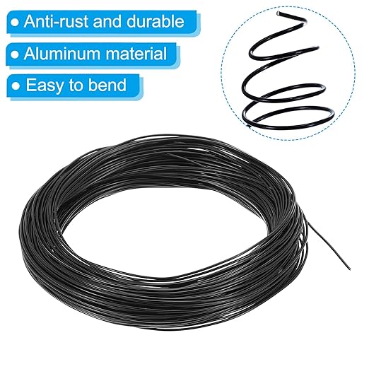 PATIKIL 1mm Bonsai Training Wire, 1 Roll Floral Wire Stems Anodized Aluminum Trees Wire 95 Feet Total for Gardening Branch Fixing, Black