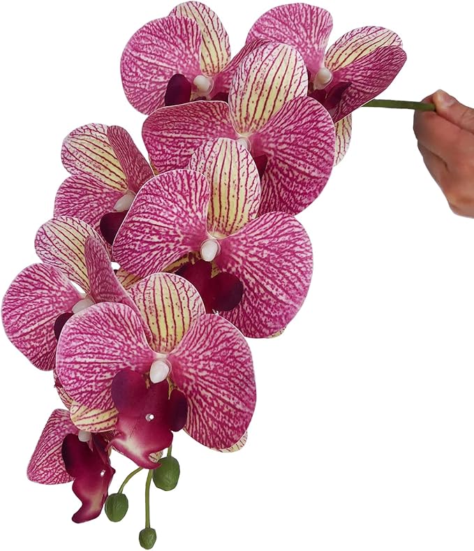 FagusHome 32 Inch Artificial Phalaenopsis Flowers 6 Pcs Artificial Orchid Flowers Stem Plants for Home Décor (Purple Dapple)