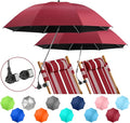 2 PACK Beach Umbrella with Clamp, 360 ° Adjustable Umbrellas for Chair, UPF50+ Umbrella for Beach Chair, Patio Chair, Wheelchair, Camping Chair, Golf Carts (Chair Not Included)