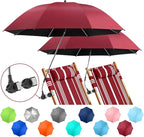2 PACK Beach Umbrella with Clamp, 360 ° Adjustable Umbrellas for Chair, UPF50+ Umbrella for Beach Chair, Patio Chair, Wheelchair, Camping Chair, Golf Carts (Chair Not Included)