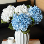 DUYONE 3PCS 22 inch Realistic Artificial Hydrangea Large Flowers Artificial Flowers Dry Flowers Outdoor Wedding Christmas Office Family Party Living Room Table Decoration (Blue)