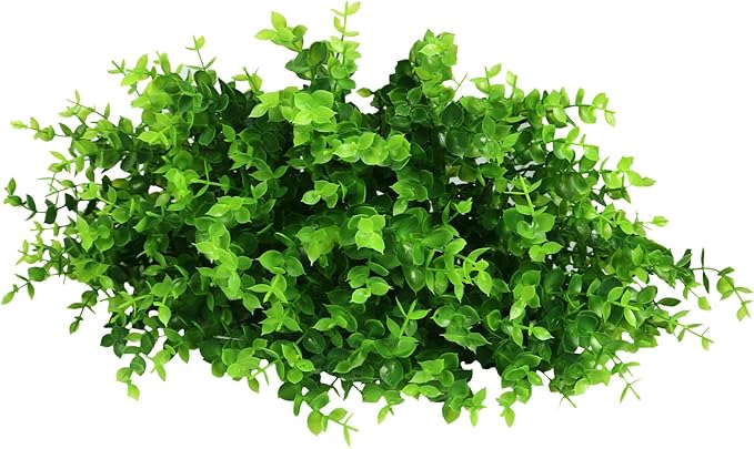 Ouddy Decor 8 Bundles Artificial Greenery Stems Fake Plants Outdoor UV Resistant Faux Plastic Boxwood for Kitchen Office Garden Porch Farmhouse Window Box Home Decor