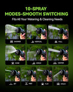 RAINPOINT Full-Metal Garden Hose Nozzle, Heavy Duty Water Hose Nozzle Sprayer With 10 Adjustable Patterns & High Flow,Thumb Control For Flow Adjustment, Ideal For Watering, Washing, Black-2 Pack