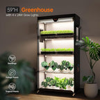 Bstrip Indoor Greenhouse with Grow Light, Plant Stand with 4 Pack 24W Full Spectrum Plant Lights , Plant Shelf with Tent for Indoor Plant, Seed Starting, Seed Tray, 29.5"x13.8"x59"