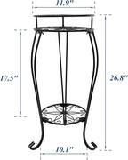 CASIMR 2-Pack Plant Stand, 2 Tier 26.8 inch Tall Metal Potted Holder Rack,Indoor Outdoor Multiple Flower Pot Shelf Rustproof Iron Garden Container for Garden Patio Living Room Corner Balcony, Black
