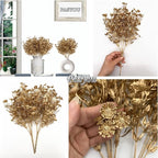 PASYOU Artificial Gold Flowers, Plastic Simulation Plants Golden Daisy Leaves Faux Shrubs for Indoor Outdoor Home Garden Planter Filler Party Hotel Verandah Wedding DIY Decoration 4 Pack