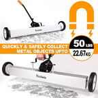 Toolwiz 36'' Magnetic Sweeper with Wheels, 50 Lbs Capacity Rolling Magnetic Floor Sweeper with Telescoping Holder and Quick Release Latch Industrial Heavy Duty Metal Pick Up 36 Inches