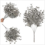 PASYOU Artificial Plants for Christmas Decor, Plastic Grass Faux Shrubs Simulation Flower Leaves Indoor Outdoor Home Garden Planter Filler Party Hotel Verandah Wedding DIY Decoration - Silver 4 Pack