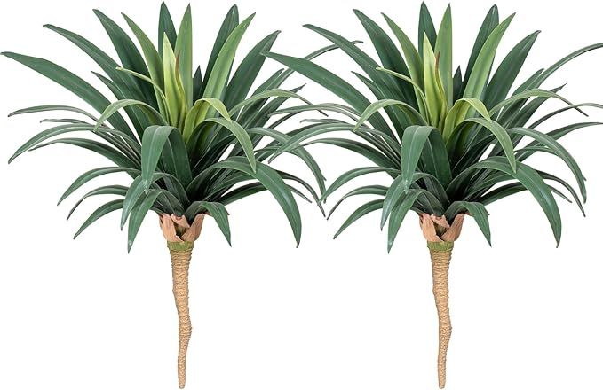 Artificial Agave Plant 15.74Inch ,UV Resistant Faux Agave Plant Outdoor, Large Fake Plants Indoor, Realistic Artificial Plants Without Pot for Outdoor Patio Garden Yard Indoor Home Decor (2 Packs)