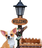 Animal Outdoor Statue Planter Solar Light Welcome Garden Sculpture Resin Flower Pot Decorative Porch Patio Yard Lawn Entryway Figurine with LED Lamp Rustic Plant Holder Ornament Courtyard (H)