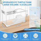GOZILLA Turtle Tank, Upgrade PC Turtle Tank Starter Kit, Reptile Habitat with Lid, Basking Platform, Bottom Drainage for Turtles, Crabs, Shrimps and Other Small Reptiles. (15.75x7.9x9''/White)