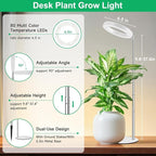Aokrean Grow Lights for Indoor Plants, Full Spectrum Plant Lights for Indoor Growing, 9.8"-37.4" Height Adjustable Desk Grow Lamp with Auto Timer 6/12/16Hrs, 3 Optional Spectrums, 5 Brightness,2 Pack