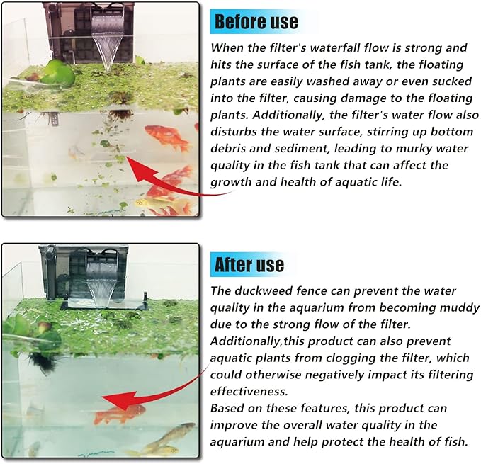 HOZOE Aquarium Floating Plant Corral, Intercepting Floating Plants from Filters and Heaters, Adjustable Height with Water Level, Can Be Used to Framed and Frameless Aquariums. (Combo Pack).