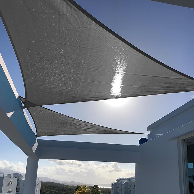 SUNNY GUARD Custom Size 17'x28'x28' Triangle Dark Grey UV Block Sunshade for Backyard Yard Deck Patio Garden Outdoor Activities and Facility(Customized)