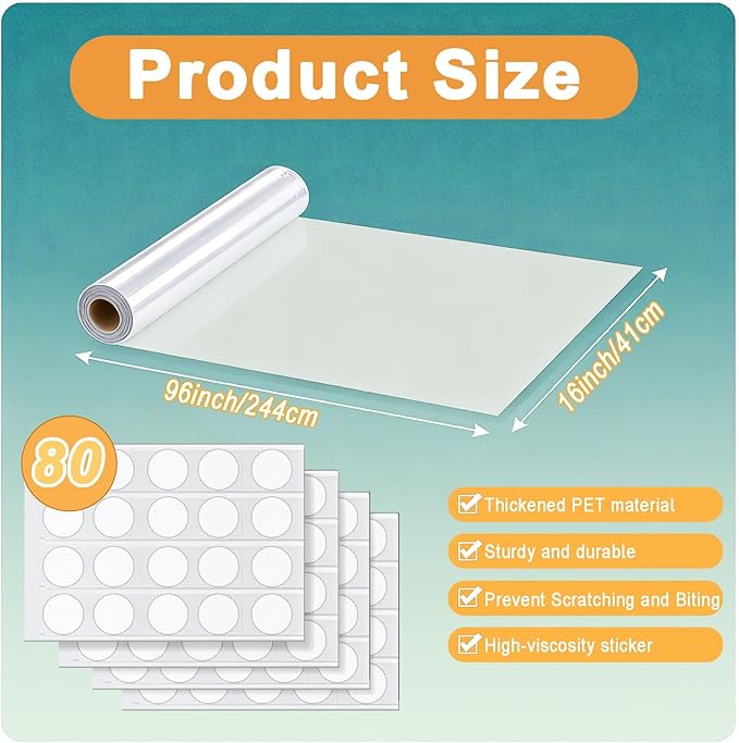 Extra Thick Tree Trunk Protector Guard - 96" L x 16" W PET Plastic Wrap for Iguana & Cat Prevention, DIY Plant Greenhouse Including Waterproof Transparent Acrylic Double-Sided Adhesive
