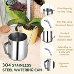 Small Watering Can Indoor Plants - 12 oz Mini Metal Watering Can with Long Spout Rust-Proof Stainless Steel Tiny Watering Pot for Small Indoor Plants Home & Office