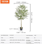 VEVOR Artificial Olive Tree, 6 FT Tall Faux Plant, Secure PE Material & Anti-Tip Tilt Protection Low-Maintenance Plant, Lifelike Green Fake Potted Tree for Home Office Warehouse Decor Indoor Outdoor