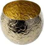 MyGift 5.5 inch Vintage Style Brass Tone Metal Embossed Ginkgo Leaf Design Planter Pot Bowl for Indoor Plants - Handcrafted in India
