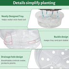 Bluepro 18 Pack 6.5/5/4 Inch Clear Self Watering Plant Pots with Bottom Water Tray & Watering Rope, Transparent Nursery Pots with Drainage for Seedlings, Herbs, and Houseplants