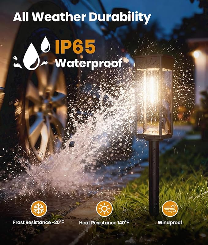 ALFIOT Bright Solar Lights Outdoor, 6 Pack Solar Pathway Lights Outdoor, Auto On/Off, IP65 Waterproof Solar Garden Lights Solar Powered Landscape Lighting for Yard Patio Walkway Driveway Pathway