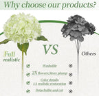 4Pcs Hydrangea Artificial Flowers Realistic Latex Texture for Spring Decoration Home Party Wedding Living Room Decoration 21''(2pcs Light Green+2pcs White)