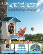 Bird Feeder with Camera, 2K Smart BirdCamera with Solar Powered, AI Identify Birds Species, Instant Arrival Alerts, 2.4Ghz WiFi Bird House for Outdoors, Ideal Gift for Family and Bird Lovers (Blue)