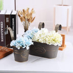 PerGar Vintage Metal Iron Wall Hanging Flower Pots, Rustic Planter Bucket Herb Flower Plant Holder with Detachable Hooks & Drainage Hole for Railing Fence Balcony Deck Garden Home Decoration, Set of 3