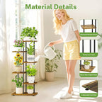 iDavosic.ly 5 Tier Plant Stand Indoor with Light, Tiered Corner Metal Wood Multiple Flower Holder Shelf, 42 Inch Tall Orchid Display Grow Rack for Living Room Bedroom, Modern Black & Rustic Brown