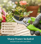 Heavy Duty Garden Tools Floral Set - Rust Proof, Non-Slip, Durable Gardening Supplies - Ergonomic Hand Tools - Ideal Gardening Gifts for Women, Men Mom, Dad