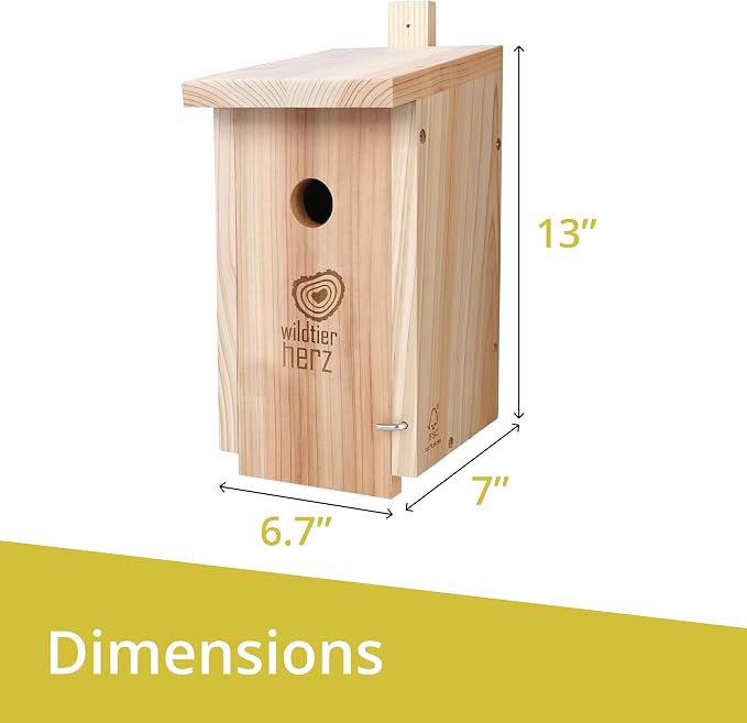Wildlife Heart Birdhouse for Great Tits, 32mm, Solid Wood, Screwed | Weatherproof Nesting Boxes for Birds | Natural & Robust Titmouse Bird House