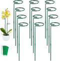 Unves 24 Inch Plant Stakes Tall, 12 Pack Garden Plant Support Stakes,Two Sizes(12" or 24") Single Stem Plant Cage for Outdoor Indoor Plants Orchid, Tomatoes, Peony, Lily, with 100 Pcs Twist Ties