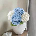 Coferset 4Pcs Hydrangea Artificial Flowers Lifelike Faux Hydrangea Real Touch Artificial Flowers for Outdoors Home Wedding Christmas Office Party Living Room Decoration,22inch(2 White+2 Baby Blue)