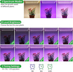 Four Strip Growing Lamp for Indoor Plants, Red & Blue & Yellow Full Spectrum LED Grow Light Strips with Auto ON/Off 3/9/12H Timer,10 Dimmable Levels for Green House Succulent (13 in)