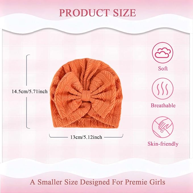 Newborn Baby Girl Hats Mittens Set Cotton Hospital Bow Hat Beanies Caps Gloves for New Born Girls 0-6 Months