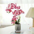 Red Pink Fake Orchids Flowers in Pot Bendable Faux Orchids Artificial Flowers Washable Silk Orchid Phalaenopsis Decor for Home Wedding Table Centerpiece Bathroom Office