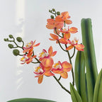 Set of 3pcs Real Touch Artificial Cymbidium Plants with Stems and Roots and 2pcs Orchid Flowers for Pot or Vase, Faux Orchid Stems That Look Real for Indoor Home Office Decor (Grn and YEL)